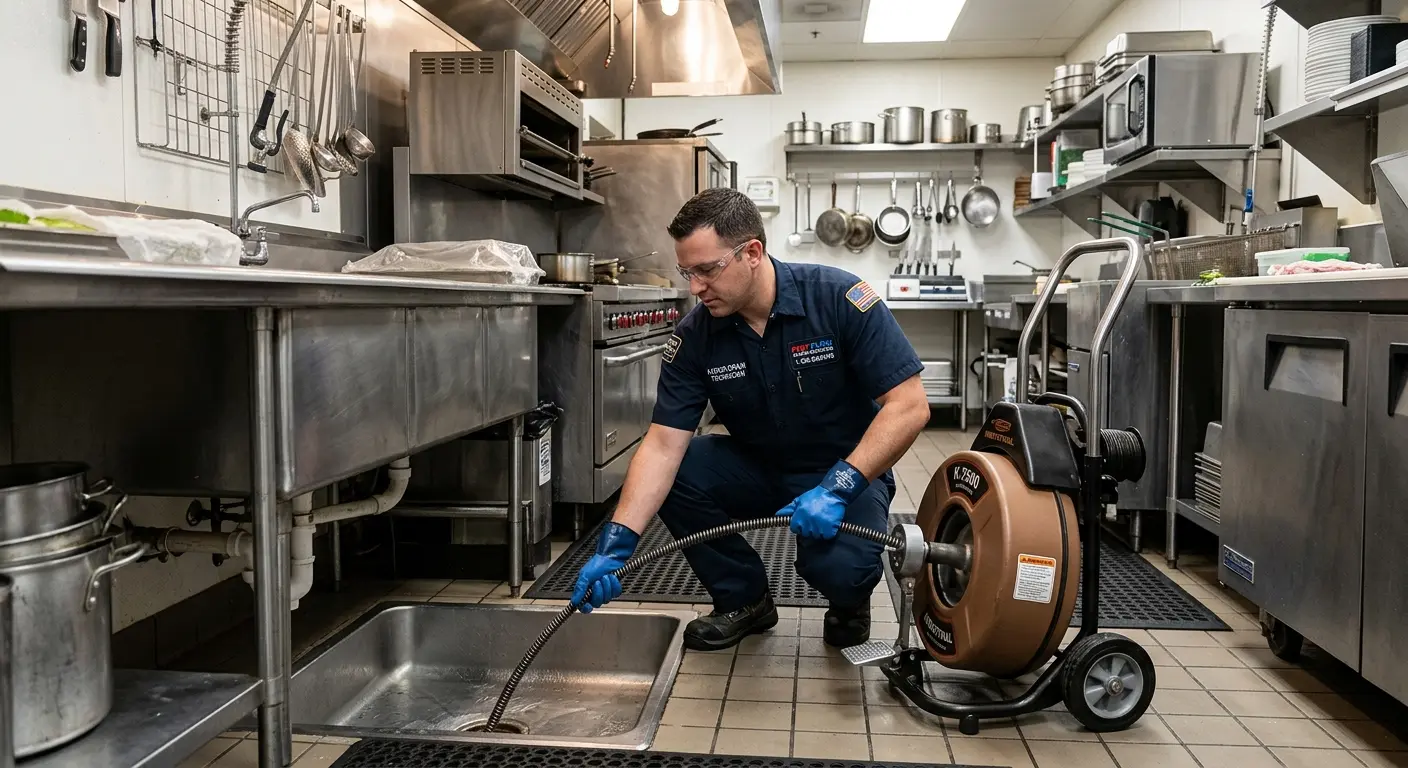 Commercial drain cleaning service in a restaurant kitchen in San Tan Valley